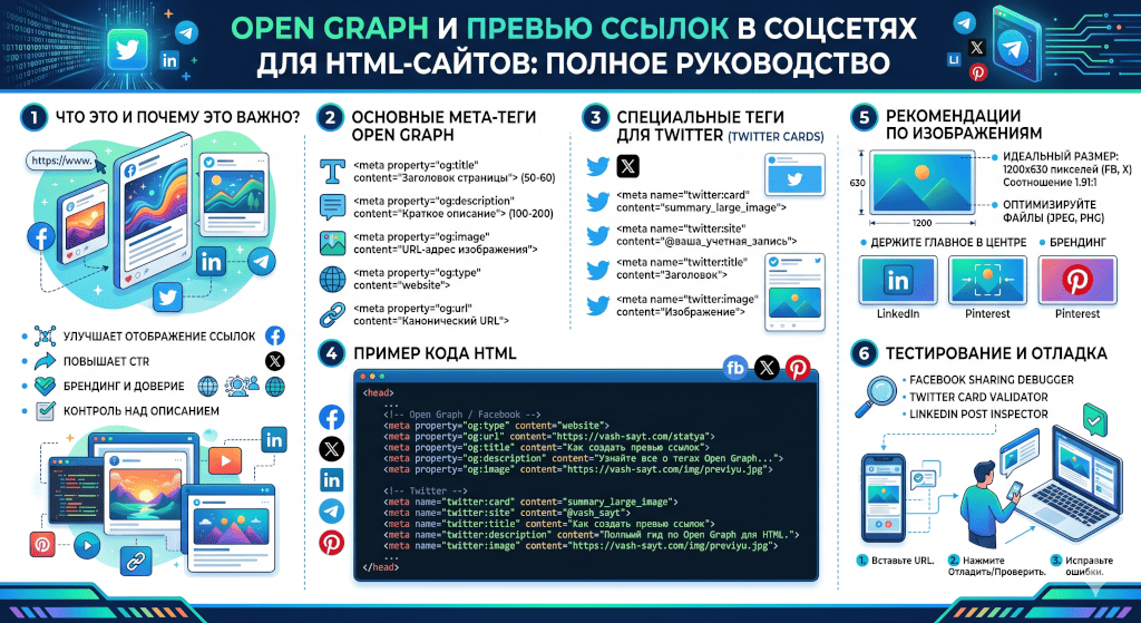Open Graph и превью ссылок в соцсетях для HTML-сайта: полное руководство