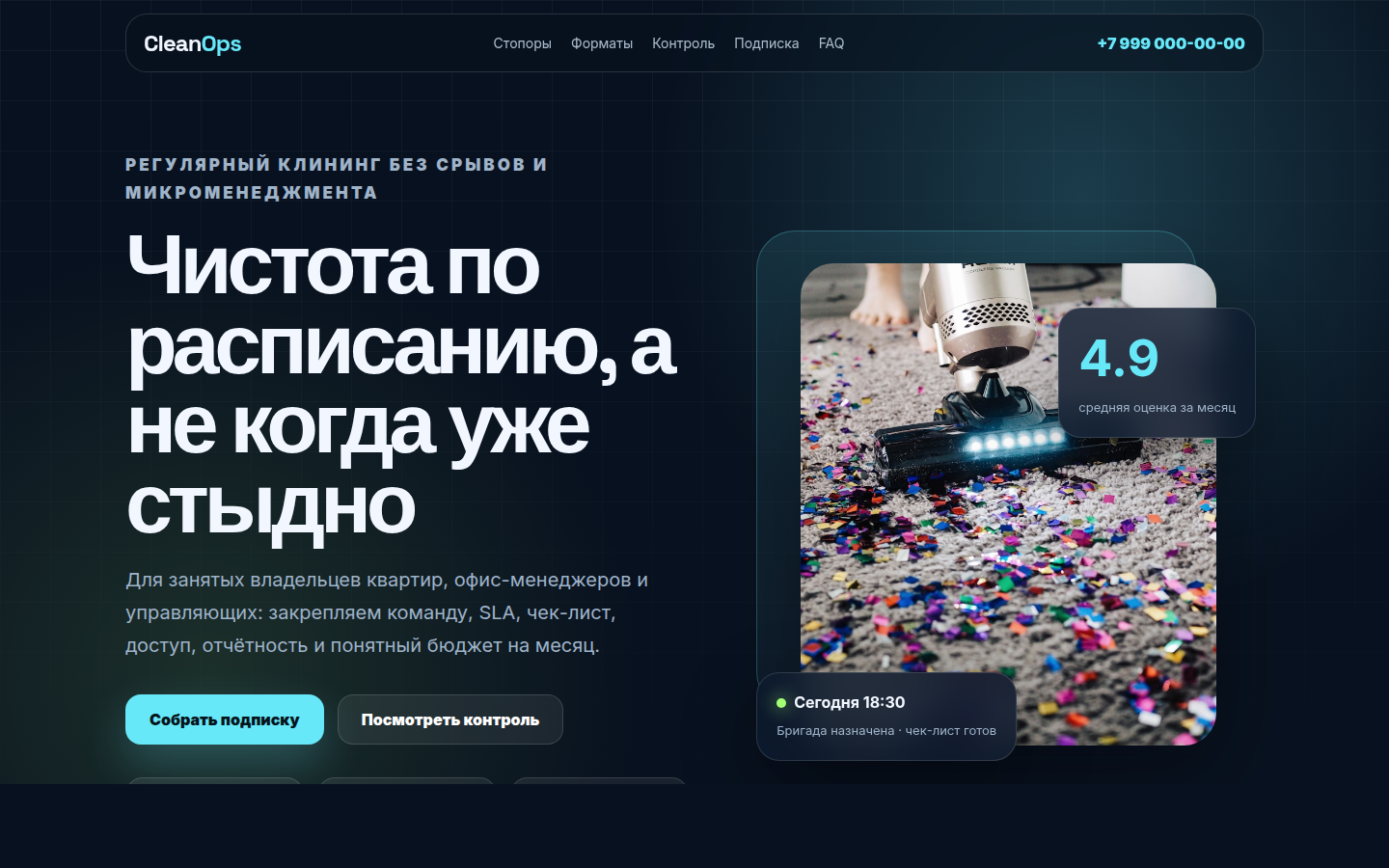 CleanOps — регулярный клининг по подписке — превью